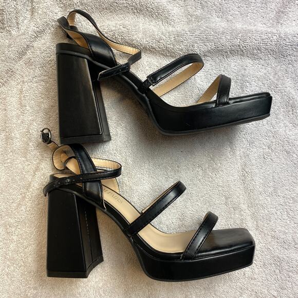 Dream Pairs Strappy Sandals Womens 6 Black Platform Block Heel Partycore - Picture 3 of 9